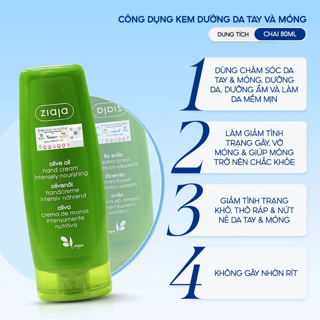 Ảnh Kem dưỡng da tay & móng Ô Liu Ziaja dưỡng ẩm da mềm mịn, giúp móng chắc khỏe 80ml 3