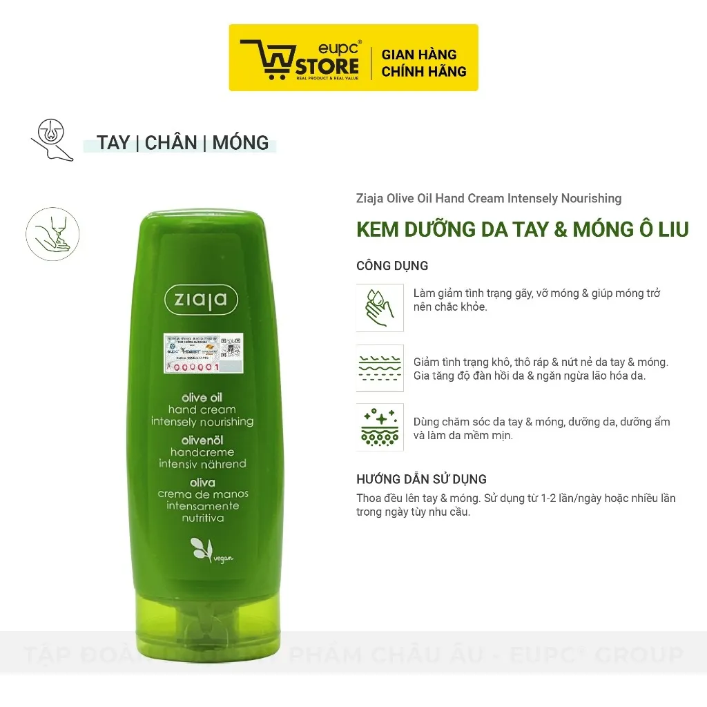 Ảnh Kem Dưỡng Da Tay Và Móng Ô Liu Ziaja 80ml Giúp Dưỡng Da Mềm Mịn, Giảm Tình Trạng Gãy Vỡ, Móng EUPC STORE 3