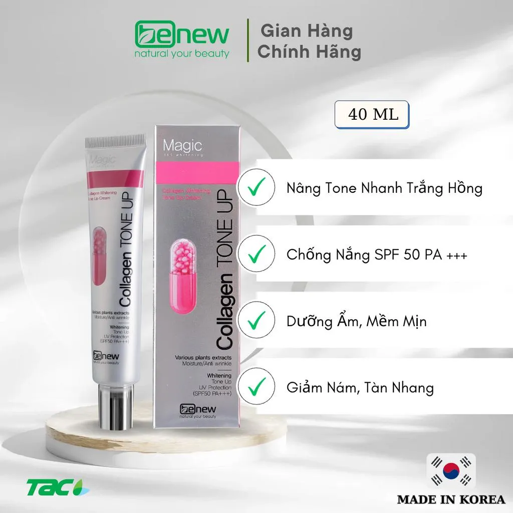 Ảnh Kem dưỡng trắng, chống nắng, nâng tone BENEW COLLAGEN WHITENING TONE UP CREAM 40ml 2