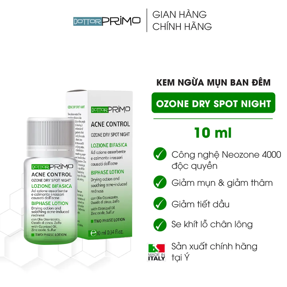 Ảnh Kem Giảm Mụn Ban Đêm DottorPrimo Ozone Dry Spot Night 10ml - Làm Mờ Thâm, Giúp Da Căng Mịn 2