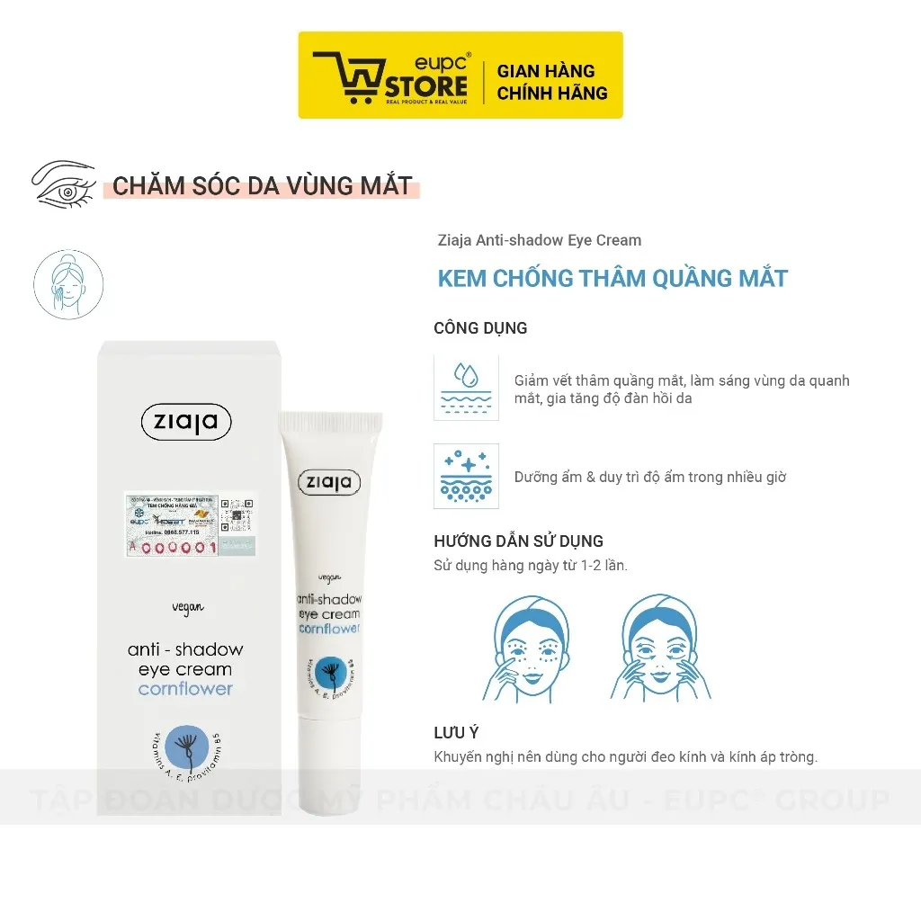 Ảnh Kem Giảm Thâm Quầng Mắt Ziaja 15ml Chiết Xuất Thiên Nhiên, An Toàn Với Mắt EUPC STORE 3