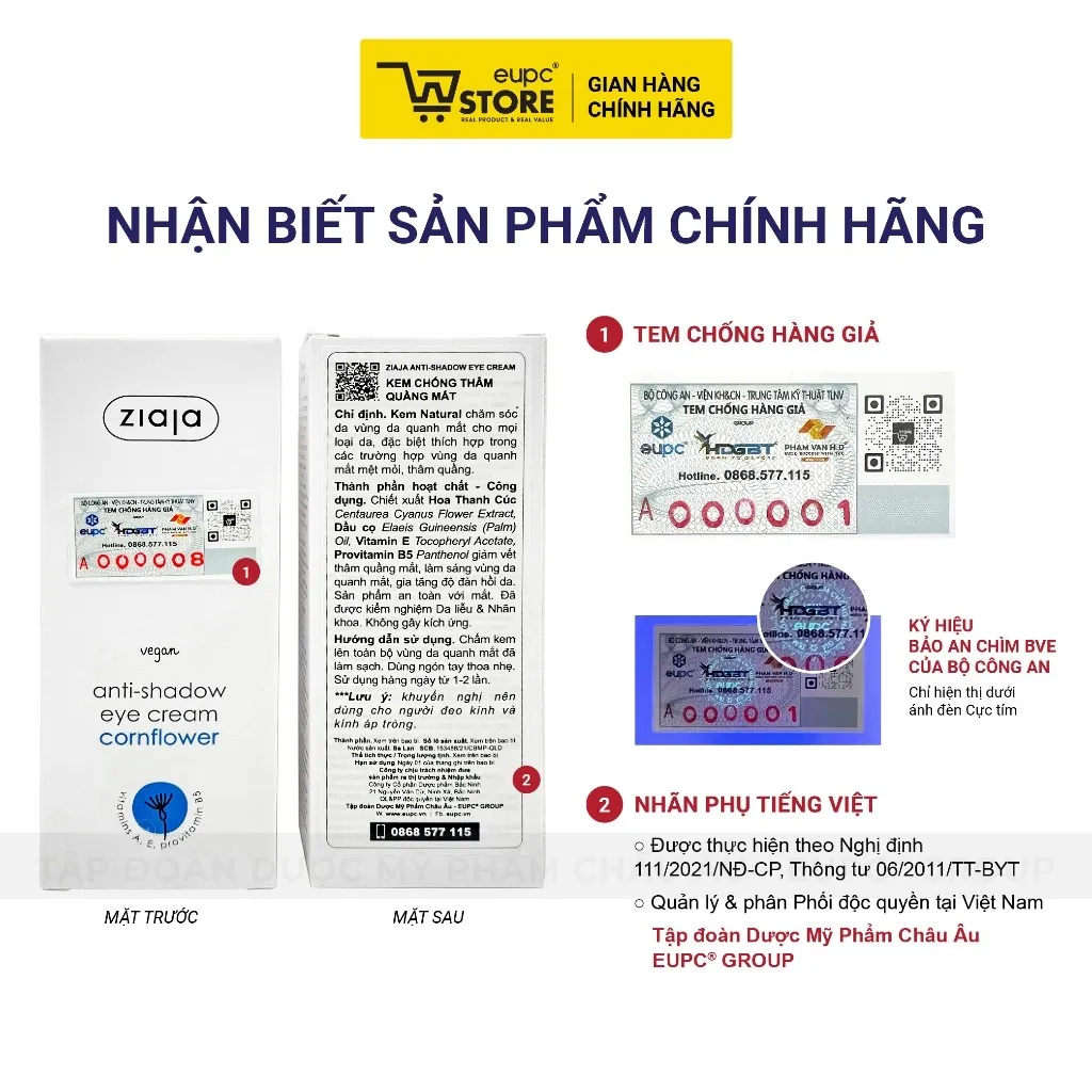 Ảnh Kem Giảm Thâm Quầng Mắt Ziaja 15ml Chiết Xuất Thiên Nhiên, An Toàn Với Mắt EUPC STORE 4