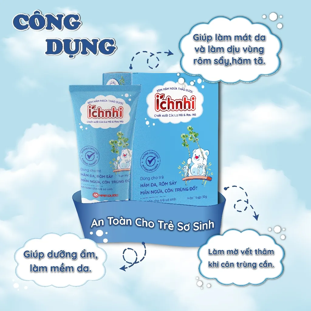 Ảnh Kem hăm ngứa thảo dược Ích Nhi-Tuýp 30gr, làm dịu da, hết viêm ngứa, hăm da, an toàn cho trẻ sơ sinh 4