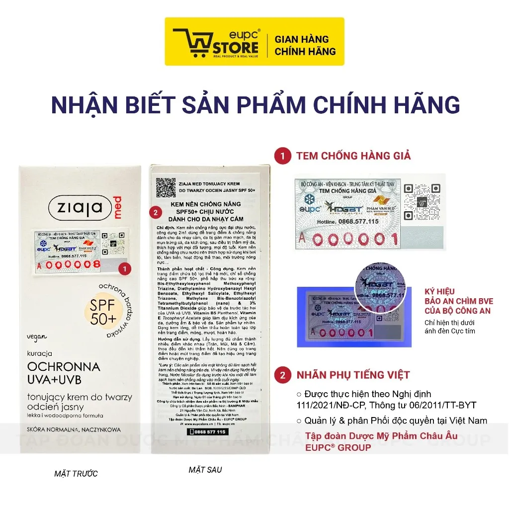 Ảnh Kem Nền Chống Nắng Ziaja Med 50ml SPF50+ Phổ Hấp Thụ Bức Xạ Rộng, Chịu Nước Dành Cho Da Nhạy Cảm EUPC STORE 4