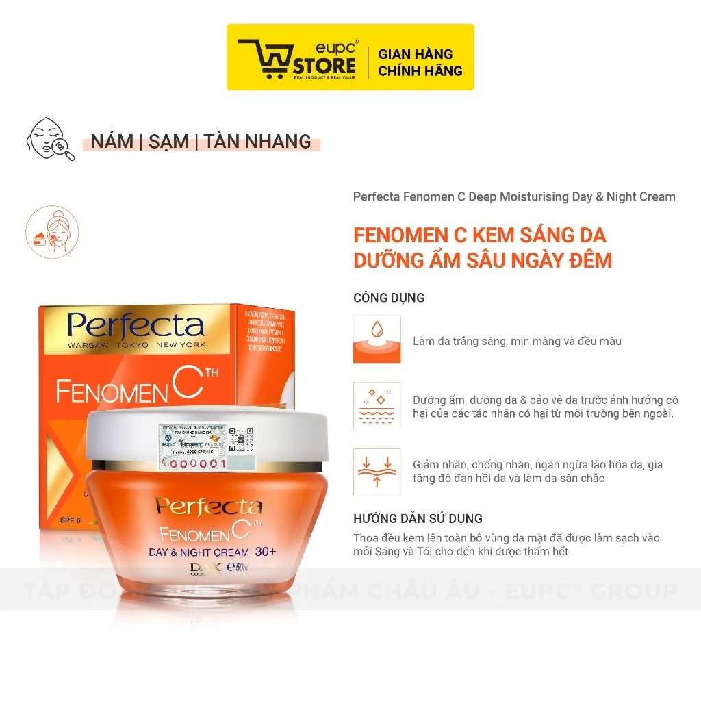 Ảnh Kem Sáng Da Ngày Đêm Perfecta Fenomen C 50ml Giúp Dưỡng Ẩm Sâu, Bảo Vệ Da Trước Tia Có Hại EUPC STORE 2