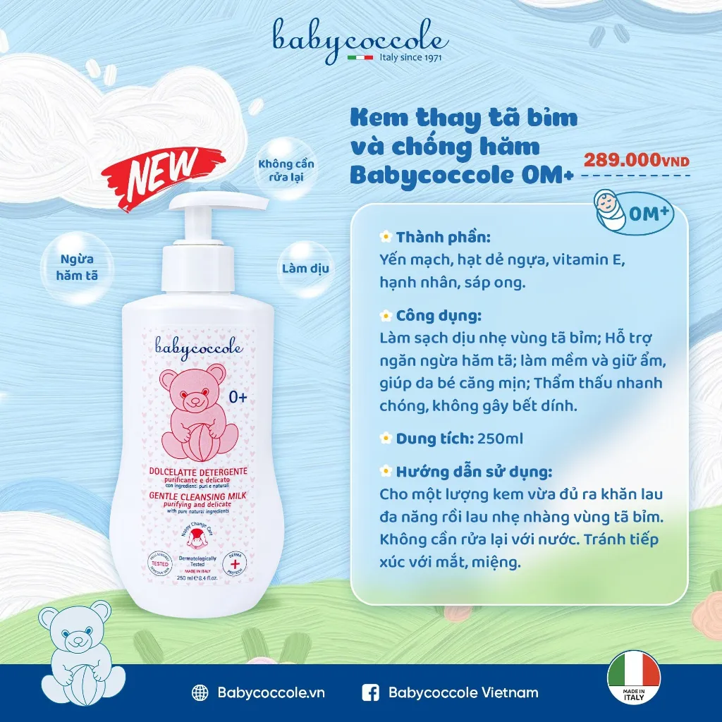 Ảnh Kem thay tã bỉm cho bé Babycoccole 0M+ làm sạch, ngừa hăm & giảm rôm sảy 250ml 2