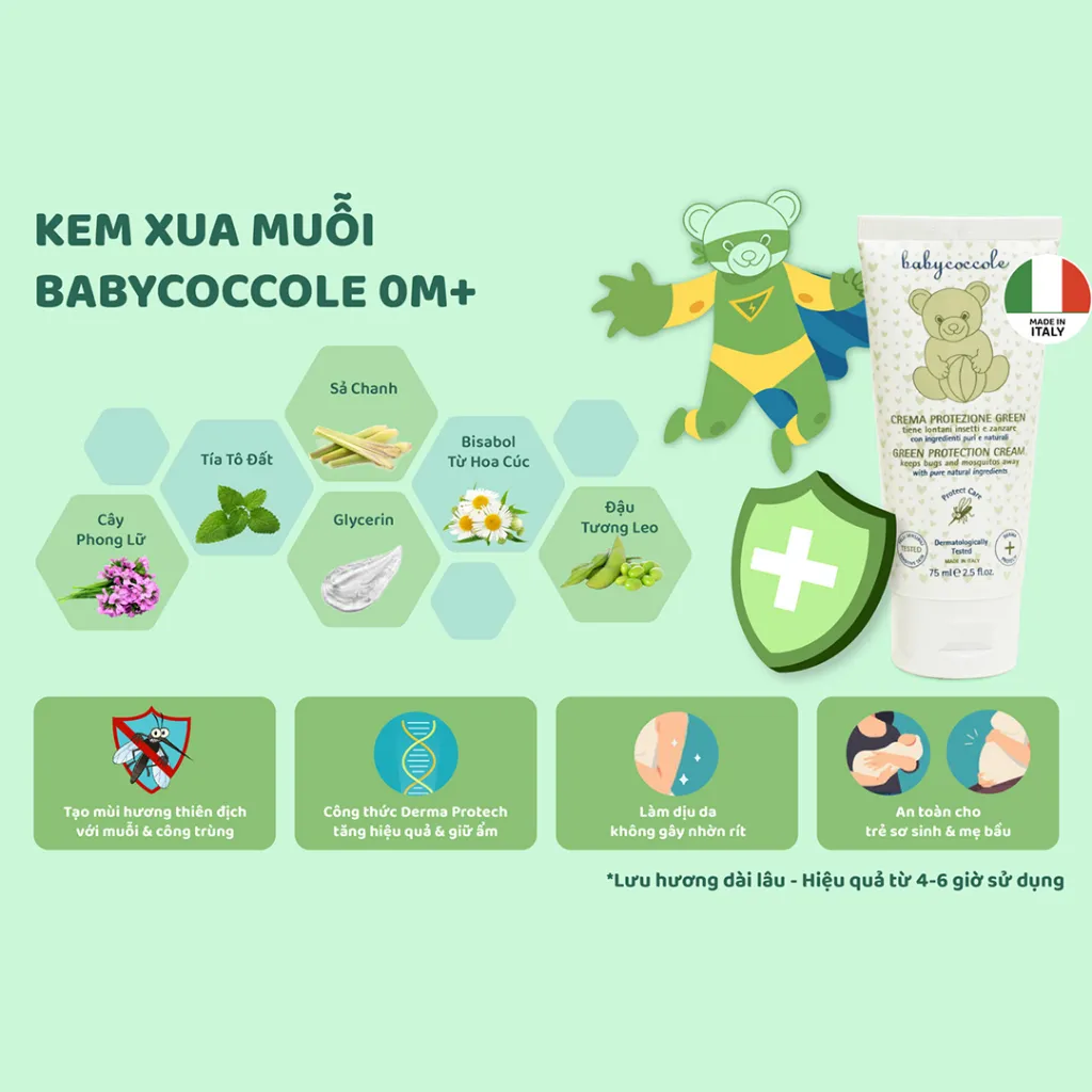 Ảnh Kem xua muỗi Babycoccole 0M+ chống muỗi đốt cho bé và cả gia đình, chiết xuất tía tô đất và cây phong lữ 75ml 3