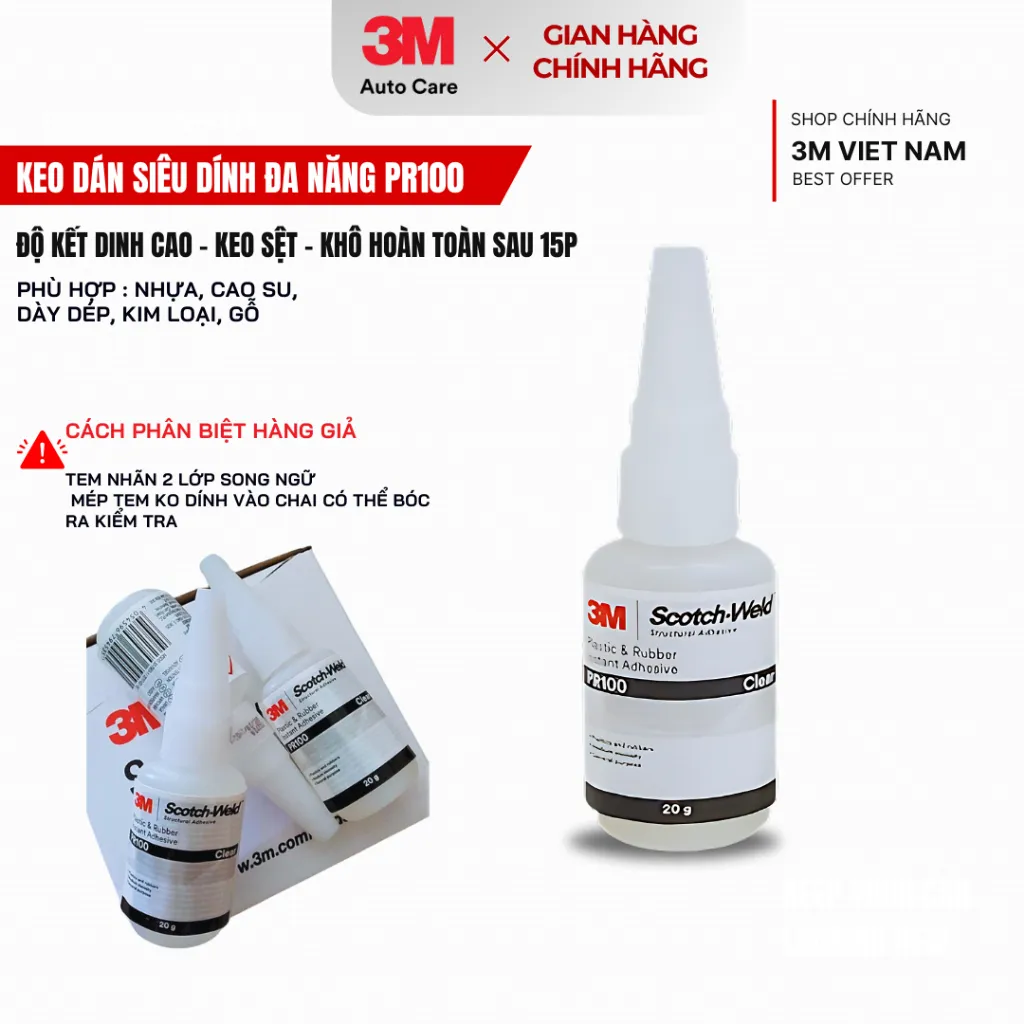 Ảnh Keo dán đa năng Scotch-Weld 20g 3M™  PR100 Dán dày dép, nhựa, Gỗ... bảo quản ngăn mát tốt nhất 2