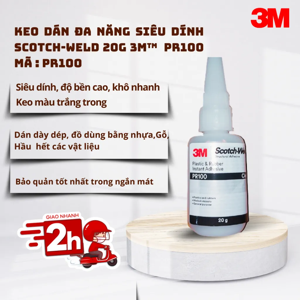 Ảnh Keo dán đa năng Scotch-Weld 20g 3M™  PR100 Dán dày dép, nhựa, Gỗ... bảo quản ngăn mát tốt nhất 4
