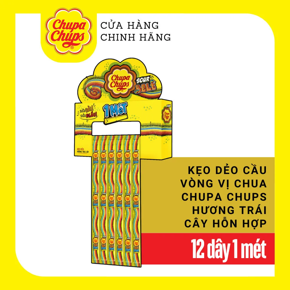 Ảnh Kẹo dẻo vị chua Chupa Chups hương trái cây hỗn hợp và kẹo dẻo vị chua hình ống hương cola và dâu 3