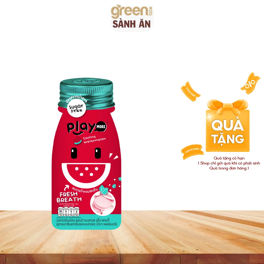 Ảnh kẹo ngậm the Playmore Thái Lan gói 12g vị dưa hấu 1