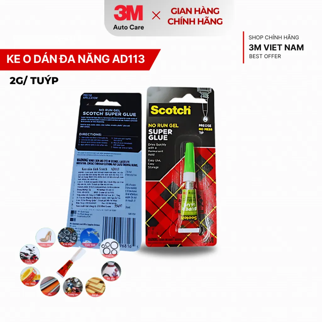Ảnh Keo siêu dính đa năng 3M™ scotch AD113 (2g) dán giày dép, gọng kính, phụ kiện... 2