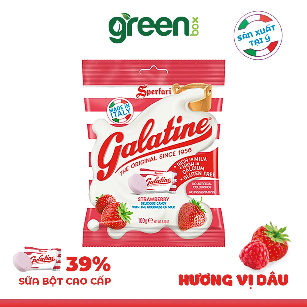 Ảnh Kẹo sữa hương dâu Galatine nhập khẩu Ý 100g, 100% sữa từ Châu Âu, giàu Canxi 2