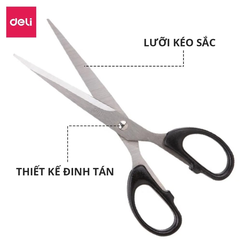 Ảnh Kéo Thủ Công Văn Phòng 175mm DELI Tiện Lợi Đa Năng Dễ Dàng Sử Dụng, Chất Liệu Cao Cấp Không Gỉ 4