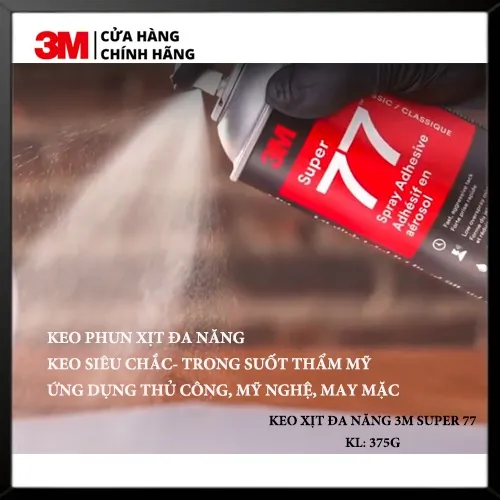 Ảnh Keo Xịt Đa Năng 3M™ Super 77™ - 375g - Xitj trên giấy, vải, ... siêu mỏng dính chắc 4