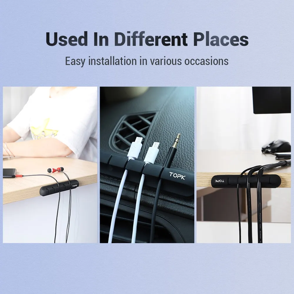 Ảnh Kẹp giữ dây cáp TOPK L16 bằng Silicone Sắp xếp dây cáp sạc điện thoại trên bàn làm việc cho gọn gàng 1