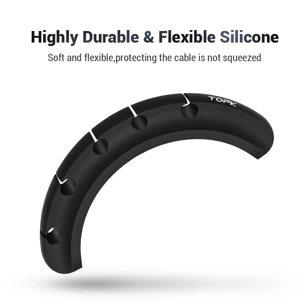 Ảnh Kẹp giữ dây cáp TOPK L16 bằng Silicone Sắp xếp dây cáp sạc điện thoại trên bàn làm việc cho gọn gàng 3