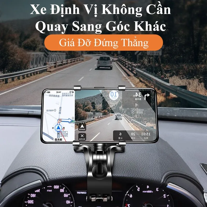 Ảnh Kẹp điện thoại xoay gắn ô tô MYT Giá đỡ điện thoại xoay 360 độ cao cấp gắn kính chiếu hậu bảng điều khiển xe hơi 3