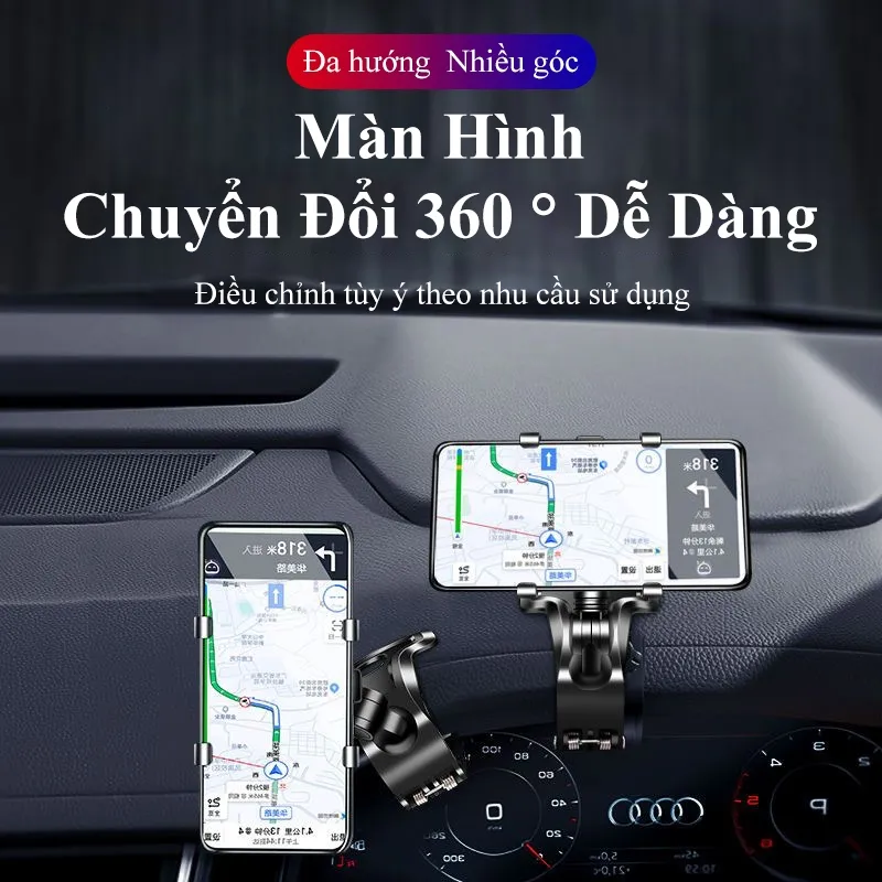 Ảnh Kẹp điện thoại xoay gắn ô tô MYT Giá đỡ điện thoại xoay 360 độ cao cấp gắn kính chiếu hậu bảng điều khiển xe hơi 4