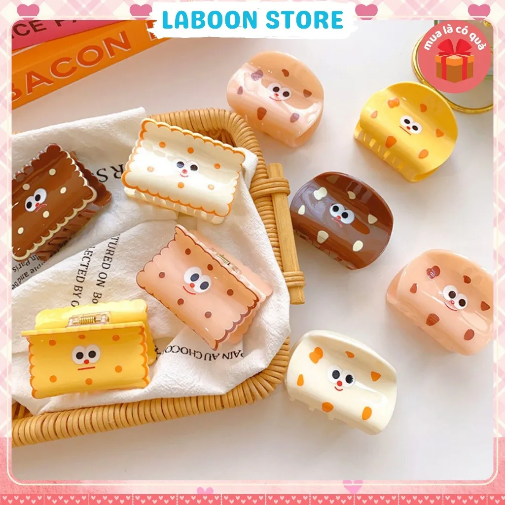 Ảnh Kẹp tóc bánh ngọt phô mai sô cô la LABOON kẹp tóc càng cua nhựa hình bánh ngộ nghĩnh đáng yêu 2
