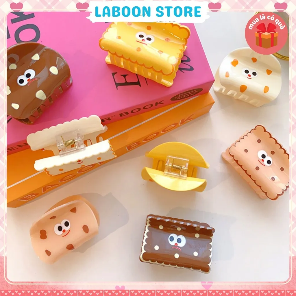 Ảnh Kẹp tóc bánh ngọt phô mai sô cô la LABOON kẹp tóc càng cua nhựa hình bánh ngộ nghĩnh đáng yêu 4