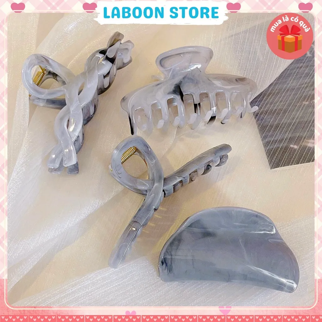 Ảnh Kẹp tóc càng cua vân đá LABOON phụ kiện tóc chất liệu acrylic vân đá phong cách thanh lịch hiện đại 2