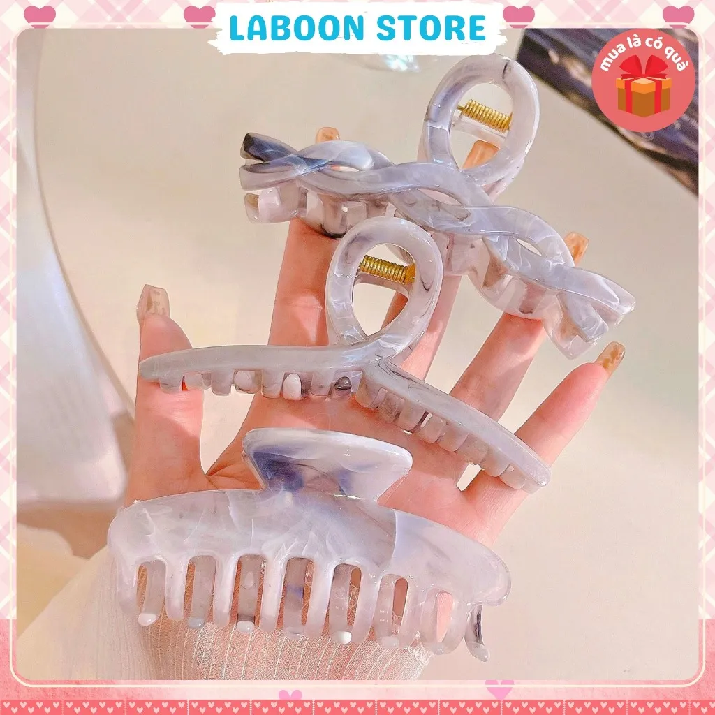 Ảnh Kẹp tóc càng cua vân đá LABOON phụ kiện tóc chất liệu acrylic vân đá phong cách thanh lịch hiện đại 4