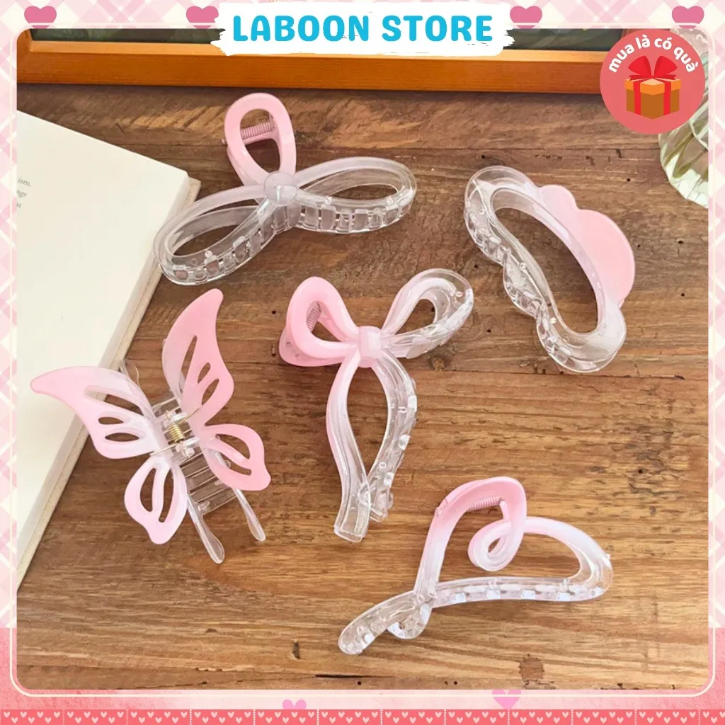Ảnh Kẹp tóc hồng băng giá LABOON accessories chất liệu acrylic trong suốt hồng pastel nhẹ nhàng nữ tính 1