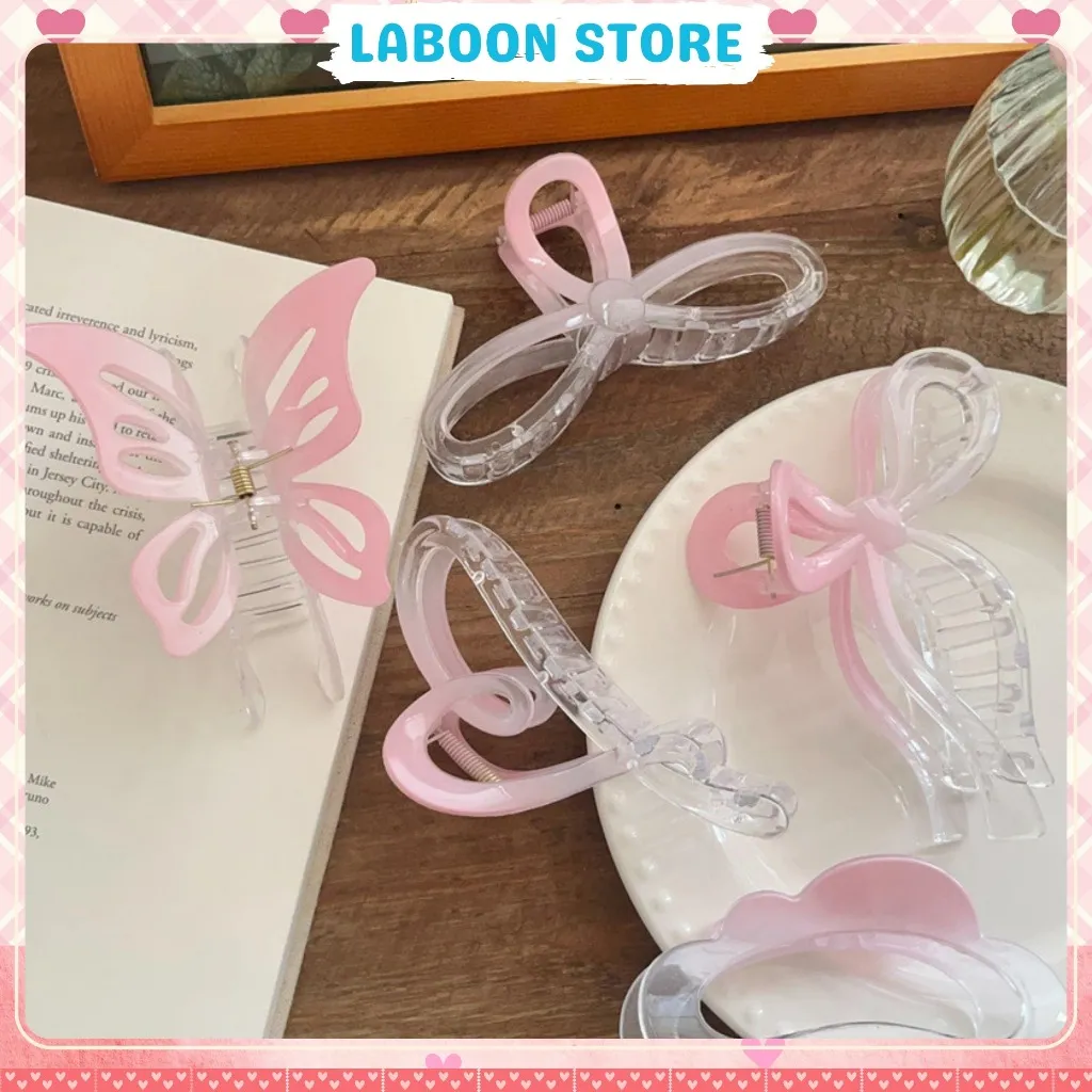 Ảnh Kẹp tóc hồng băng giá LABOON accessories chất liệu acrylic trong suốt hồng pastel nhẹ nhàng nữ tính 2