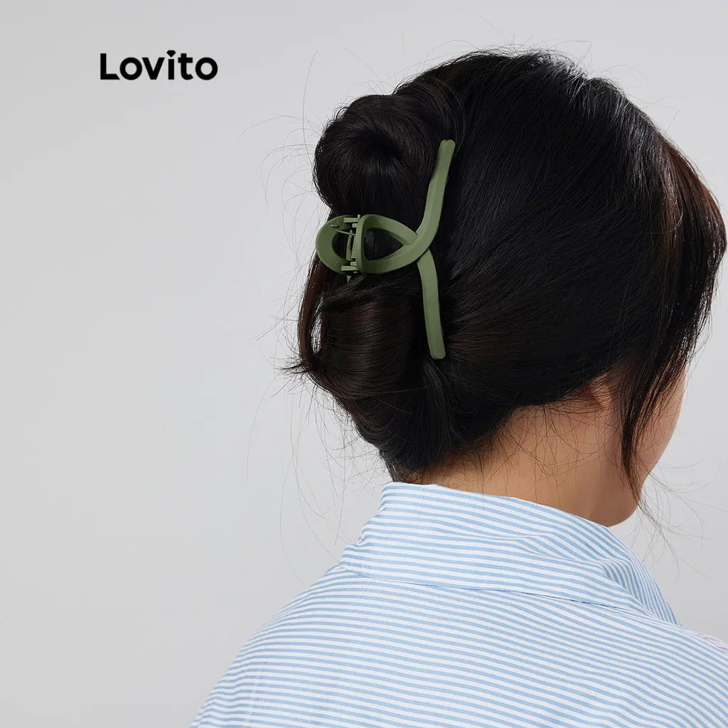 Ảnh Kẹp tóc Lovito kiểu cơ bản phong cách thường ngày L004003 (Màu Xanh dương đậm/xanh lá cây/Vàng/Trắng) 1