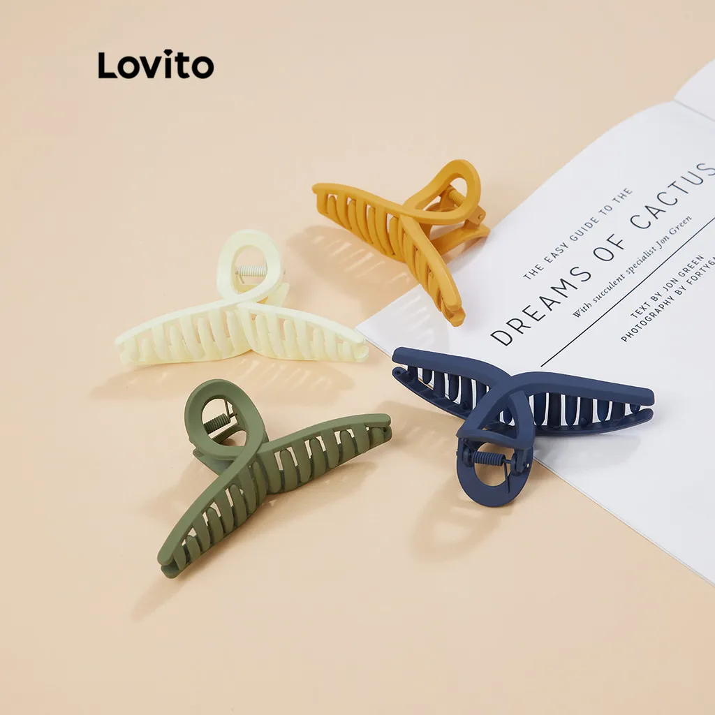 Ảnh Kẹp tóc Lovito kiểu cơ bản phong cách thường ngày L004003 (Màu Xanh dương đậm/xanh lá cây/Vàng/Trắng) 3