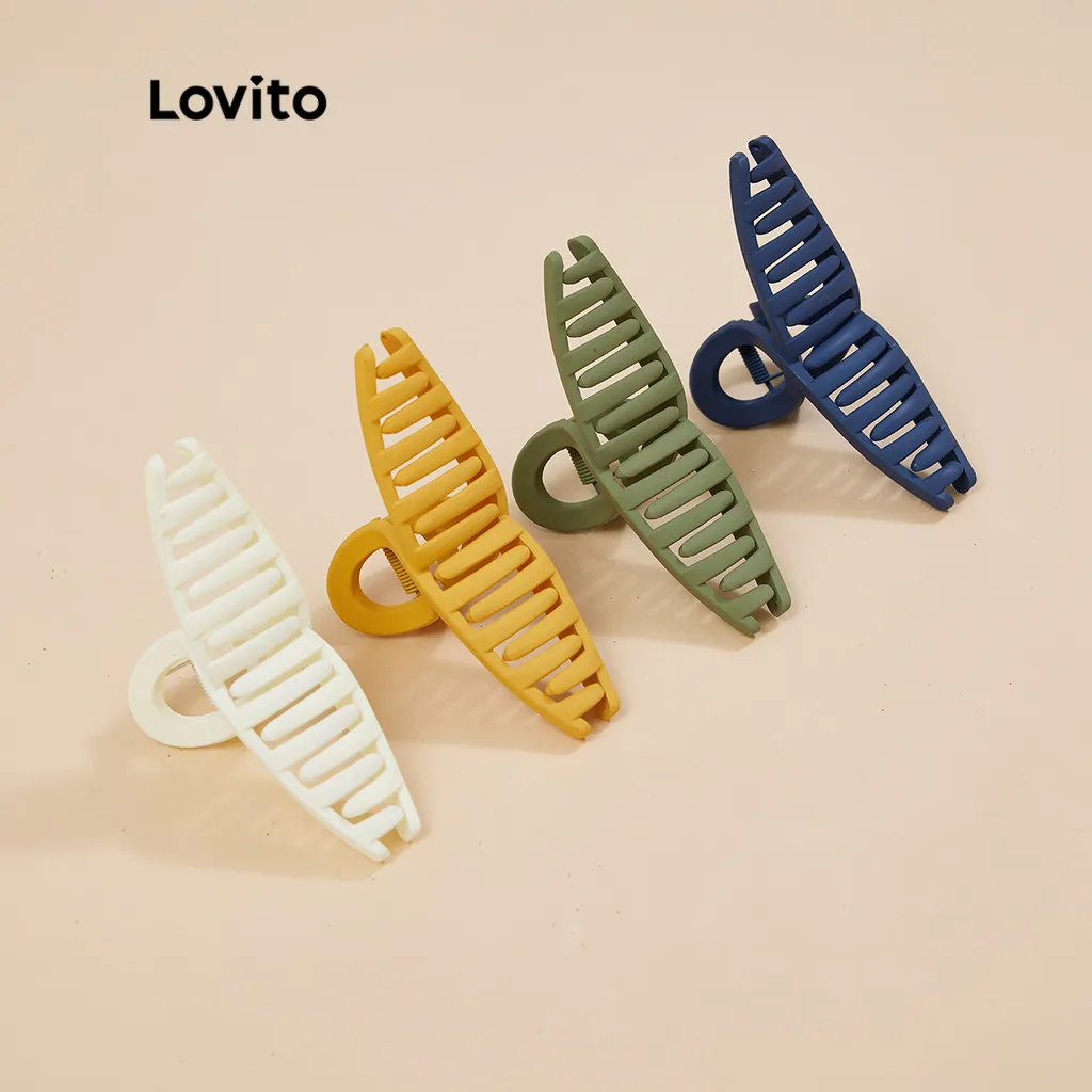 Ảnh Kẹp tóc Lovito kiểu cơ bản phong cách thường ngày L004003 (Màu Xanh dương đậm/xanh lá cây/Vàng/Trắng) 4