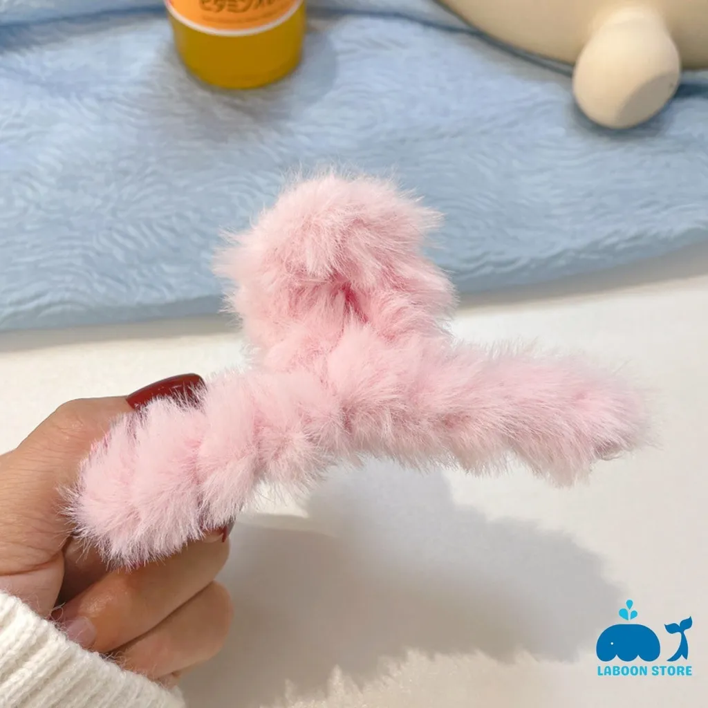 Ảnh Kẹp tóc nữ càng cua Laboon phối lông nhung thời trang phụ kiện tóc phong cách Hàn Quốc 4