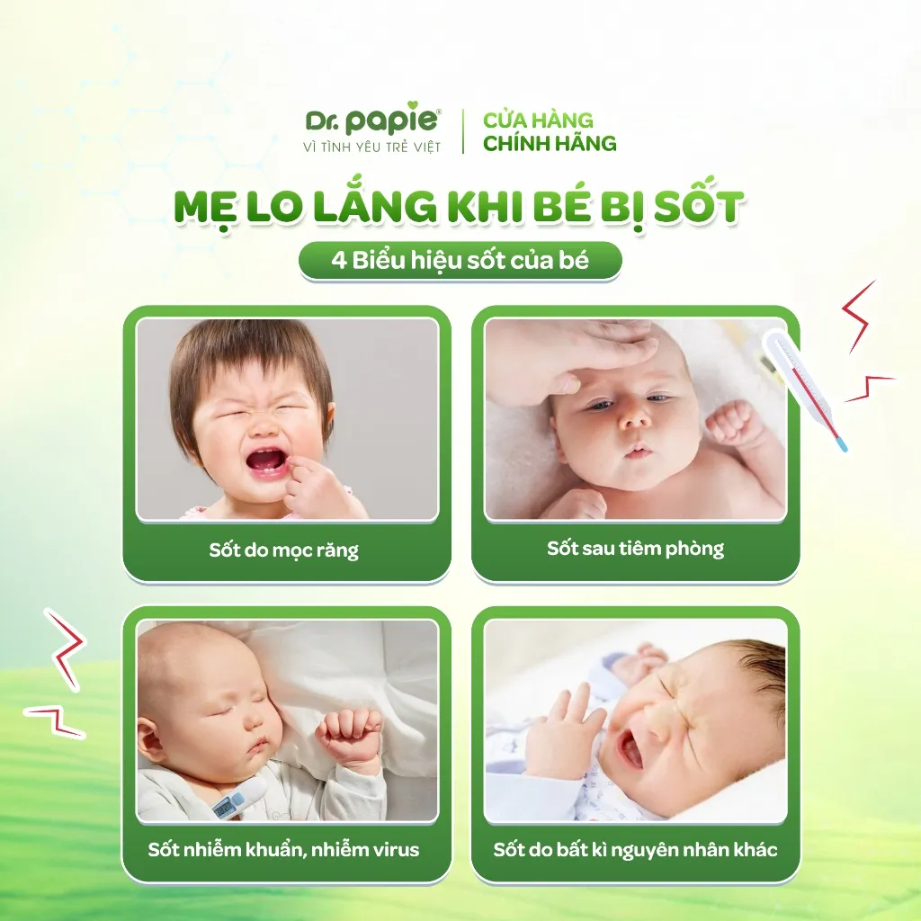 Ảnh Khăn Hạ Sốt Dr.Papie Hạ sốt Vật lý Chuẩn Nhi Khoa, Ngăn Ngừa Co Giật Cho Bé Hộp 5 Gói x 5 Khăn/Gói 3