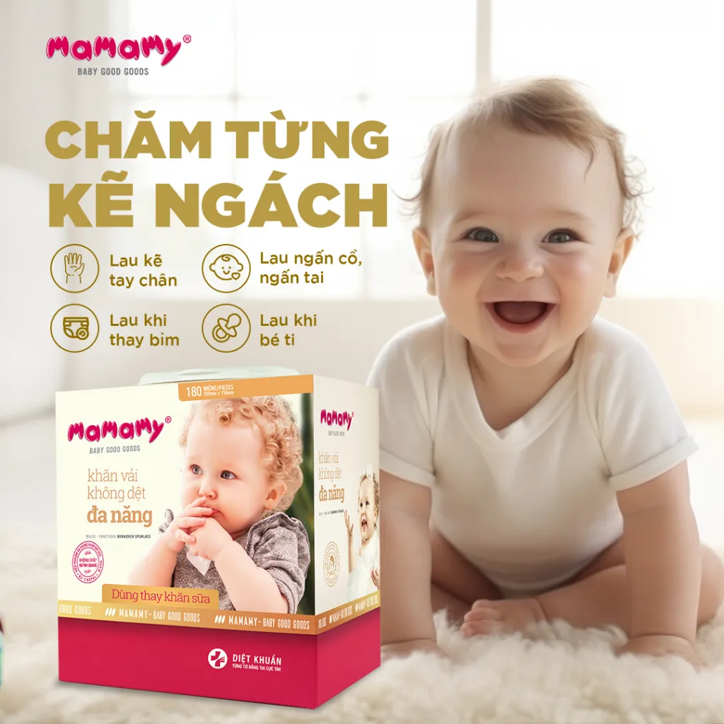 Ảnh Khăn khô đa năng Mamamy cao cấp combo 3 hộp dùng thay khăn sữa, an toàn cho bé 180 tờ/hộp 4