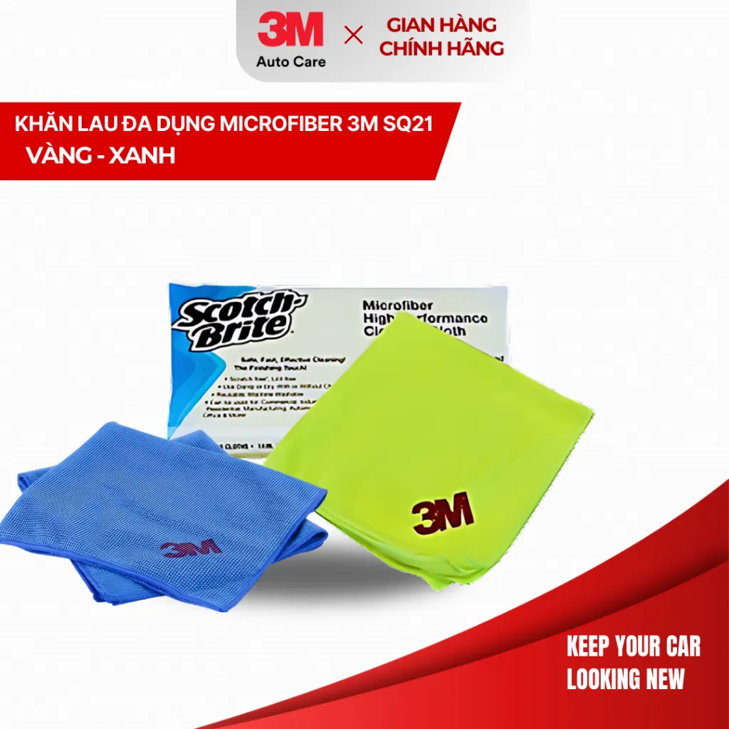 Ảnh Khăn Lau Đa Năng Cao Cấp Microfiber 3M™ SQ21 (vàng - xanh) 1