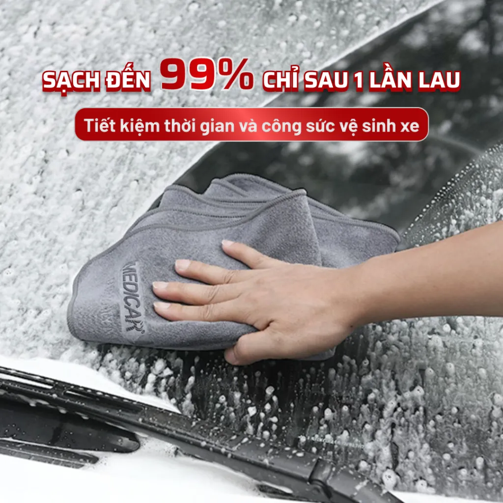 Ảnh Khăn lau xe ô tô chuyên dụng MEDICAR chất liệu Microfiber thấm hút, sạch, bền bỉ, an toàn bề mặt 2