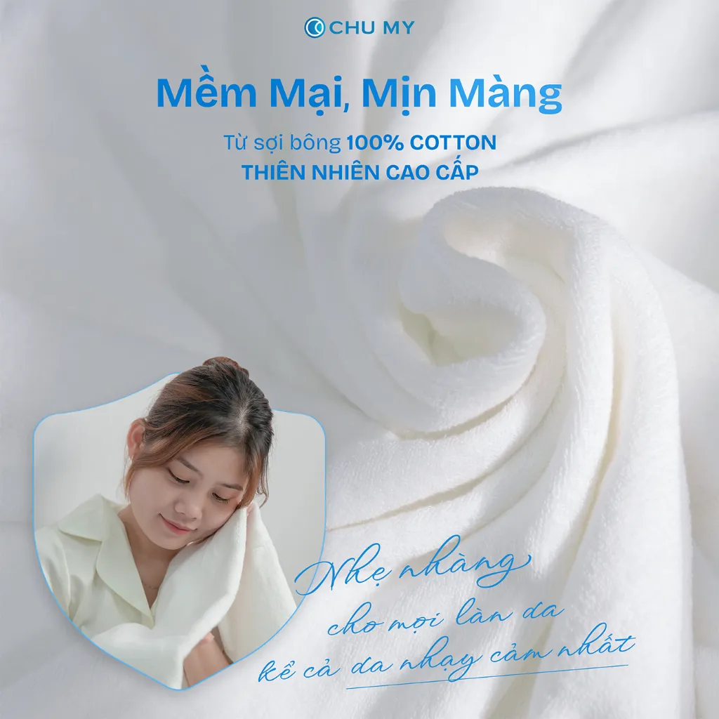 Ảnh Khăn mặt cotton CHU MY – Sạch, mềm, trắng chuẩn 5 sao, thấm hút vượt trội (34x70cm) 3