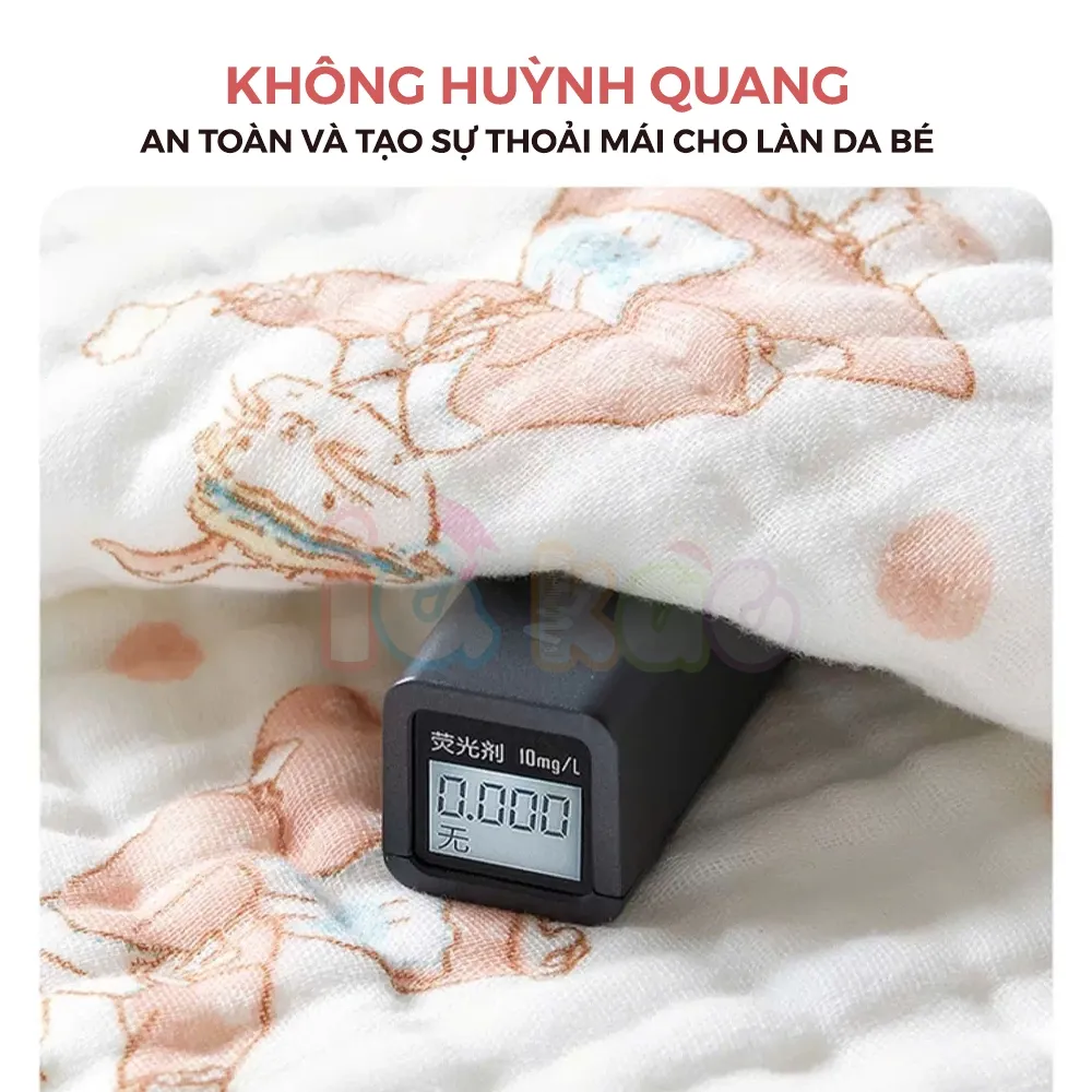 Ảnh Khăn Quấn Ủ Xô Vuông 4 Lớp Có Mũ Organic IQKao Cho Bé Sơ Sinh, chăn ủ choàng Chất Liệu Xô đa năng thoáng mồ hôi UC07 3