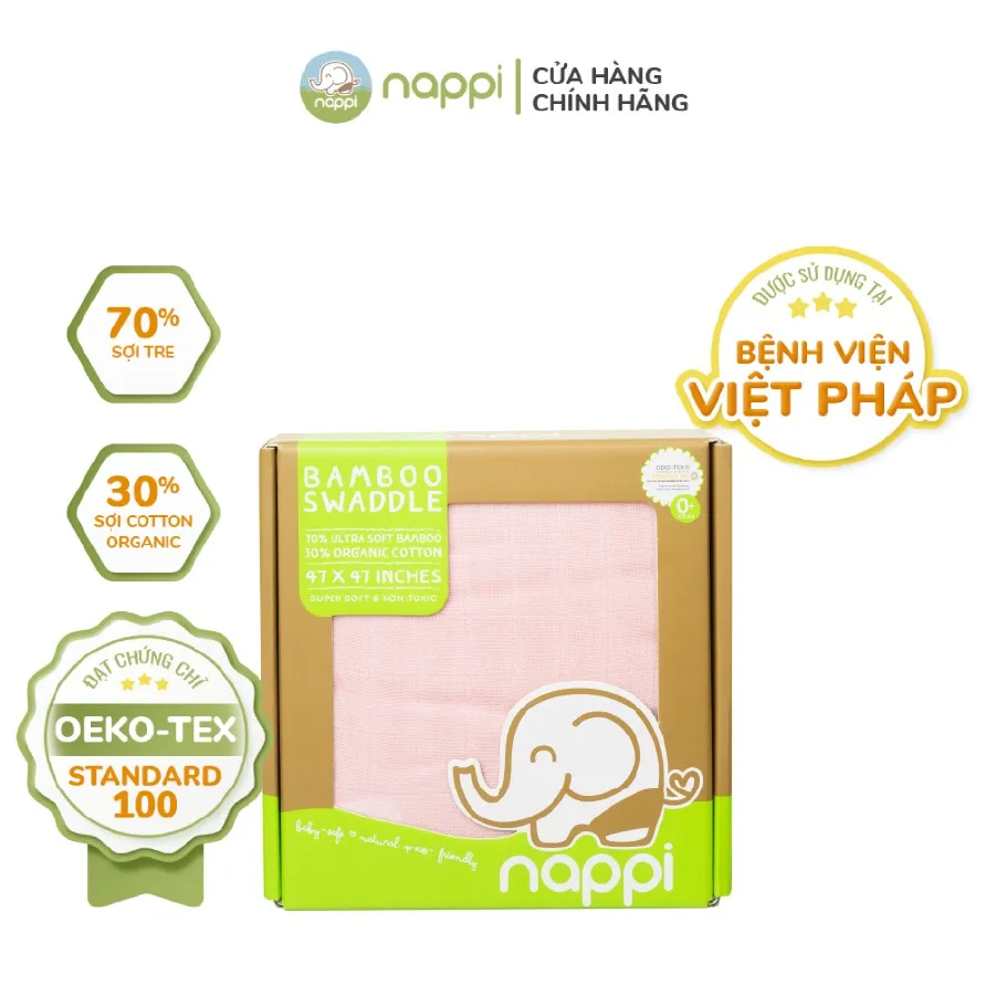 Ảnh Khăn Sợi Tre Đa năng Nappi Organic Mềm Mịn Siêu Thấm Hút Kích Thước 120x120cm 2