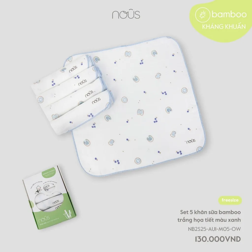 Ảnh Khăn sữa Nous Bamboo set5 (30cmx30cm) 2