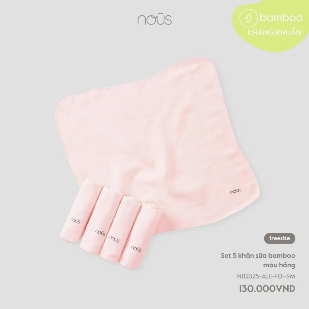 Ảnh Khăn sữa Nous Bamboo set5 (30cmx30cm) 3