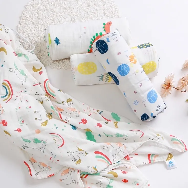 Ảnh Khăn Tắm BONNY Cho Bé 4 Lớp Sợi Tre Dày, Mềm, Thấm Hút Tốt (Kt:1m1x1m2) 4