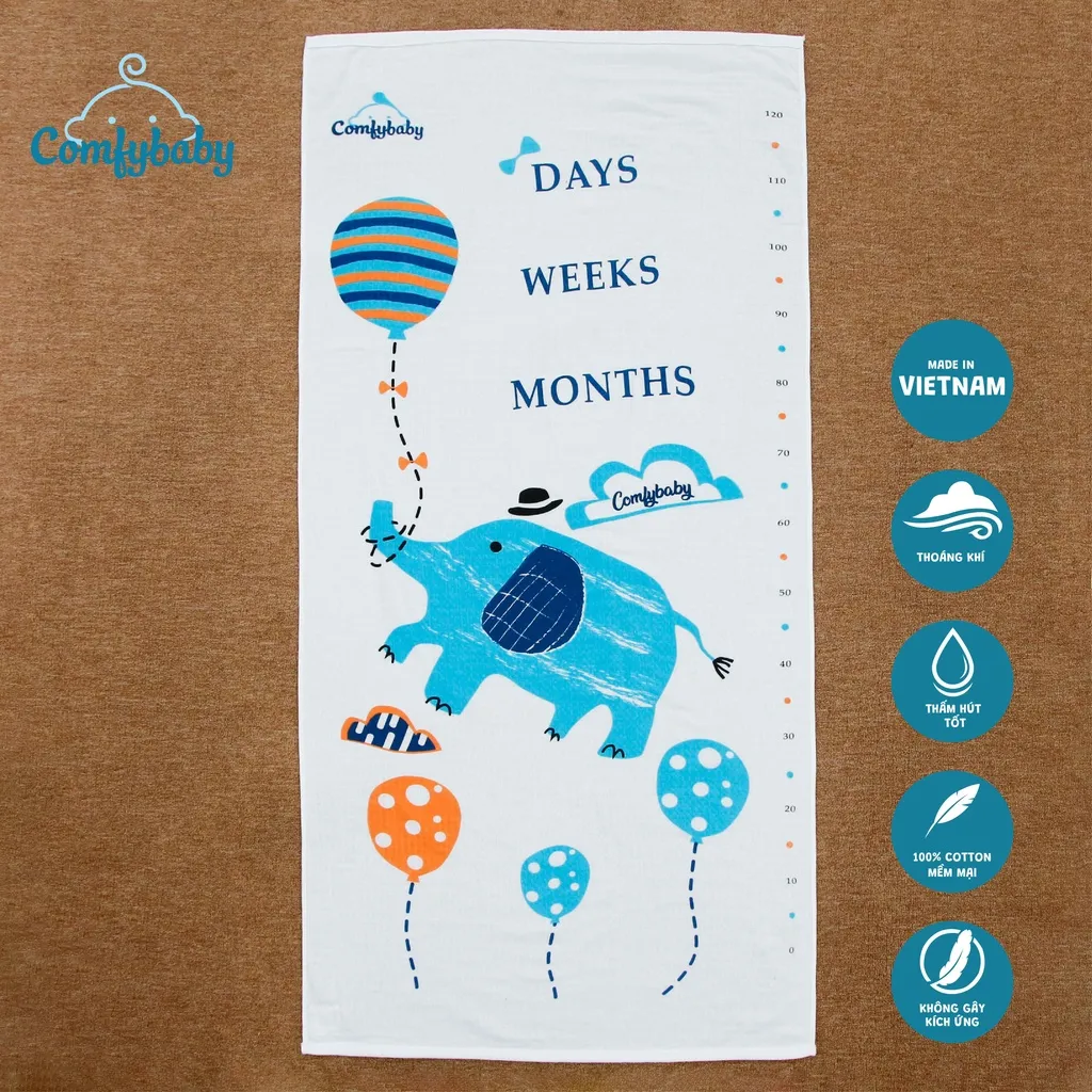 Ảnh Khăn tắm cho bé - made in Việt Nam 100% Cotton Comfybaby - phù hợp sử dụng như chăn đắp, quấn ủ bé 1