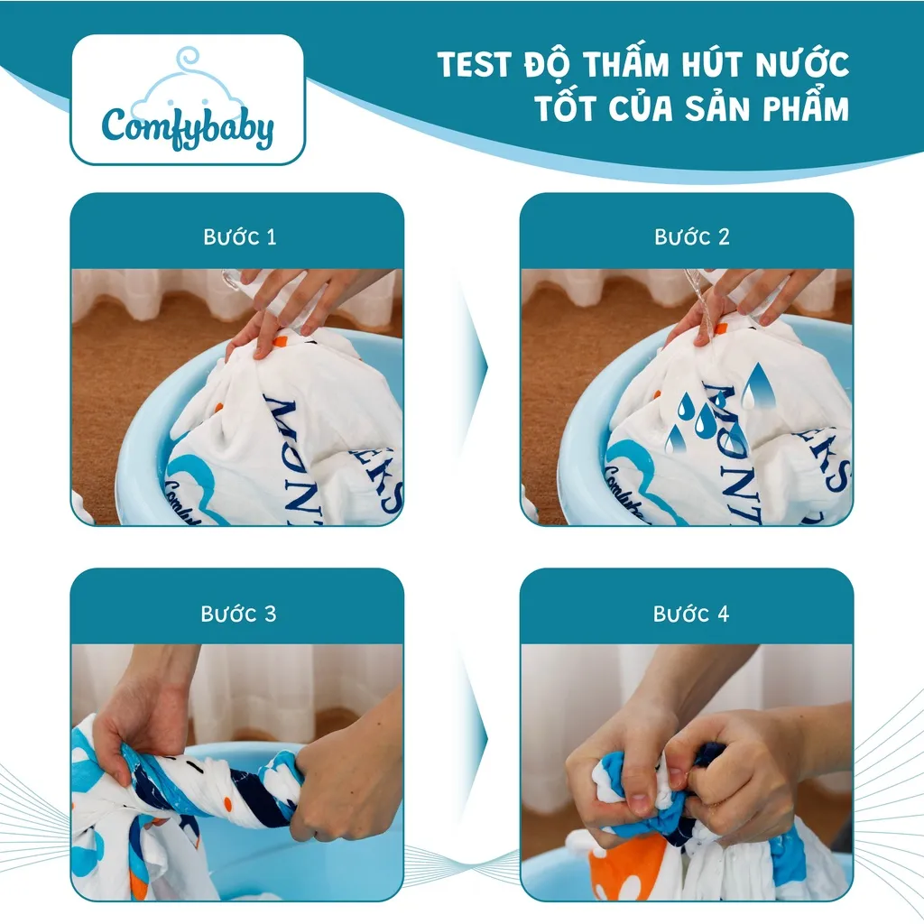 Ảnh Khăn tắm cho bé - made in Việt Nam 100% Cotton Comfybaby - phù hợp sử dụng như chăn đắp, quấn ủ bé 3