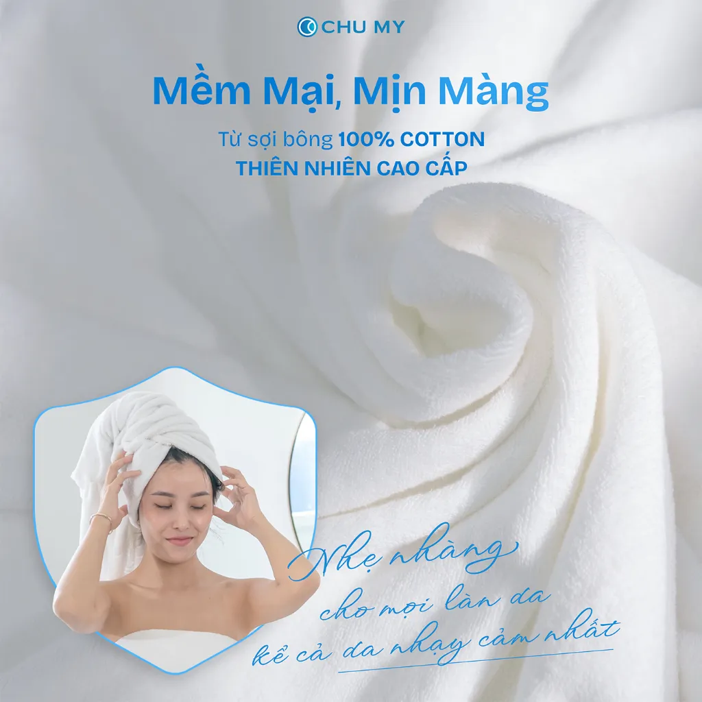Ảnh Khăn tắm khách sạn CHU MY 100% cotton 70x140cm 500g trắng mềm thấm hút 3