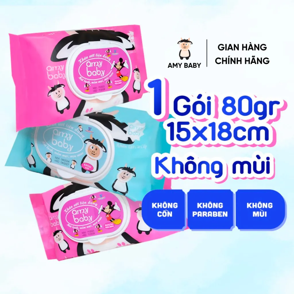 Ảnh Khăn Ướt Amy Baby 80gr/Gói 1