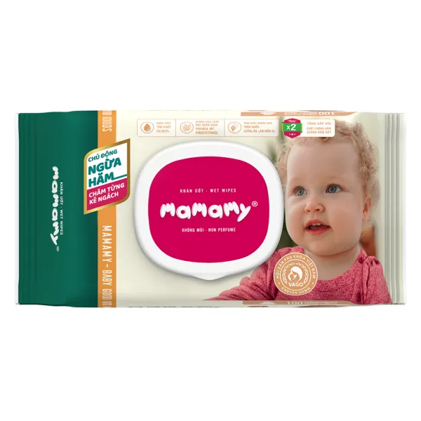Ảnh Khăn ướt cao cấp Mamamy không mùi an toàn cho bé (60/80/90/100 tờ - hộp có nắp) 1