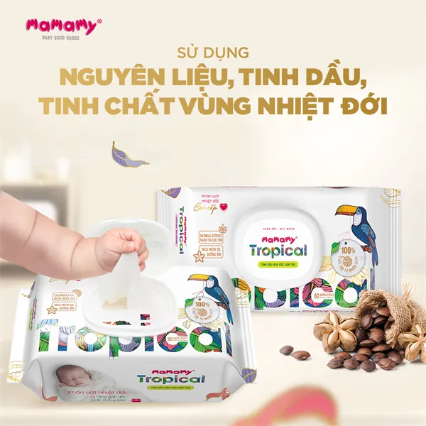 Ảnh Khăn ướt cao cấp Mamamy không mùi an toàn cho bé (60/80/90/100 tờ - hộp có nắp) 2