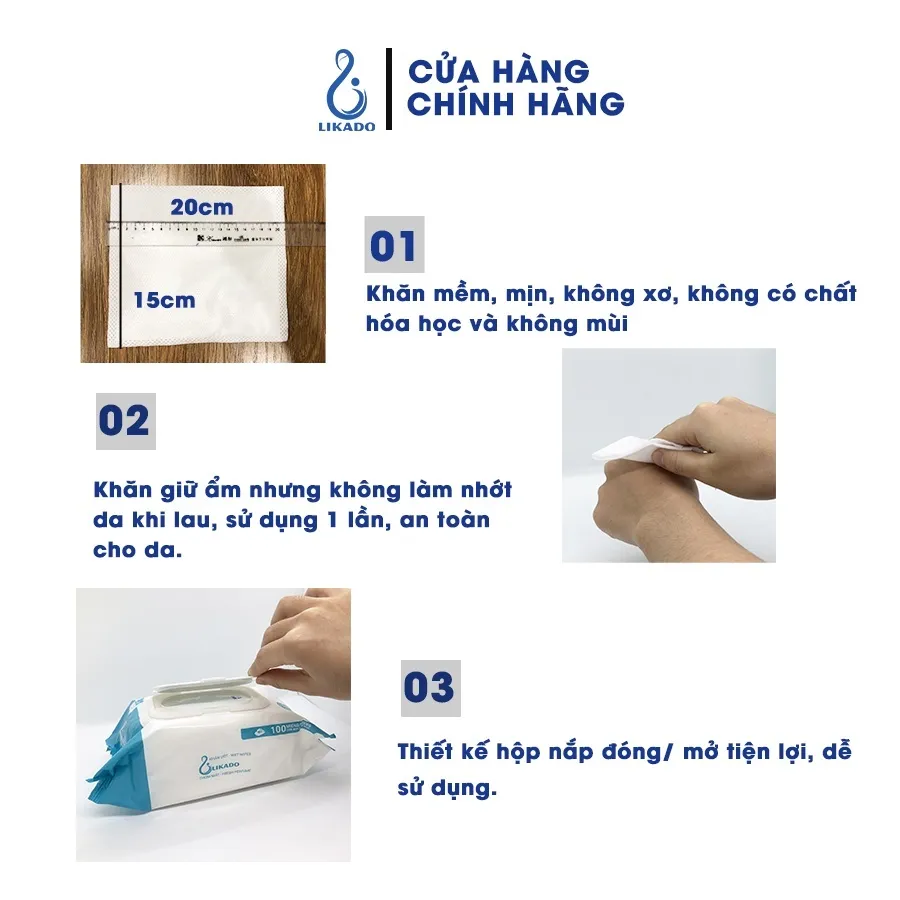 Ảnh Khăn ướt cho bé LIKADO 100 tờ/túi 3